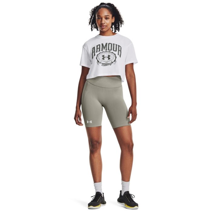 Dámský top Collegiate Crest Crop Top SS White - Under Armour