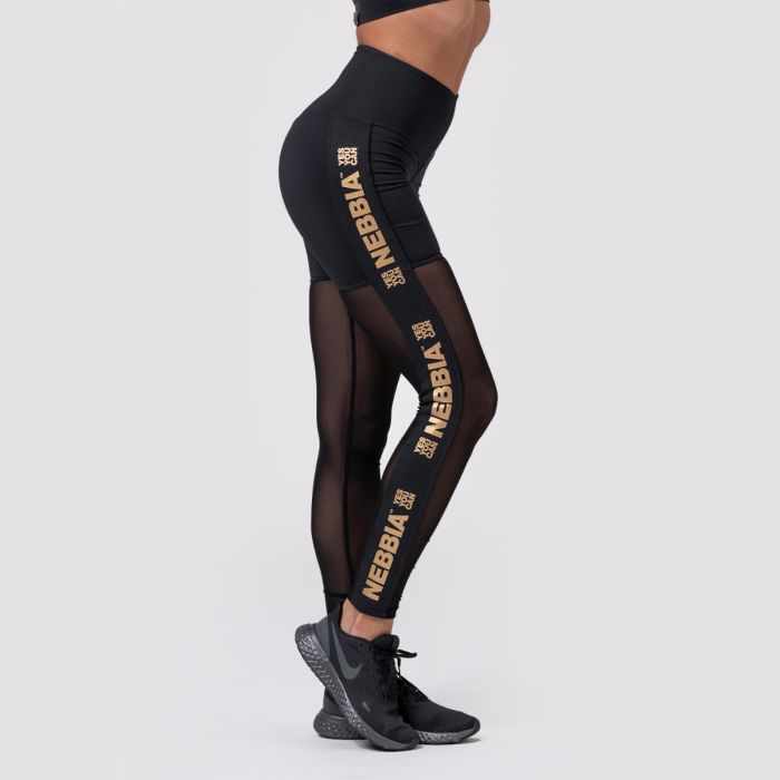 Dámské legíny Intense Gold Mesh Black - NEBBIA